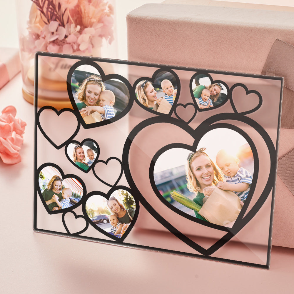 Love Heart Custom Photo Black Lamp Multiphotos Night Light