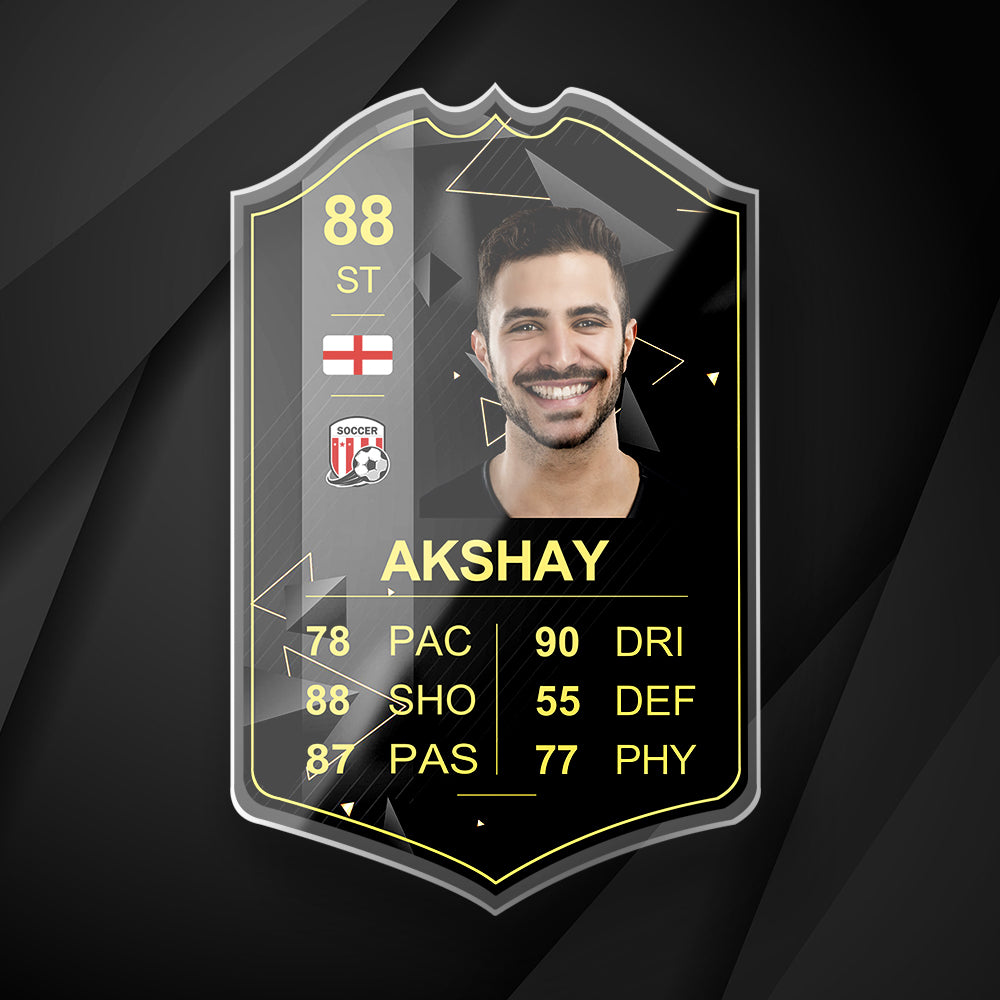 Custom Photo Cartoon-Style Football Scorecard Acrylic Game Card – Personalized Soccer Gift for Fans