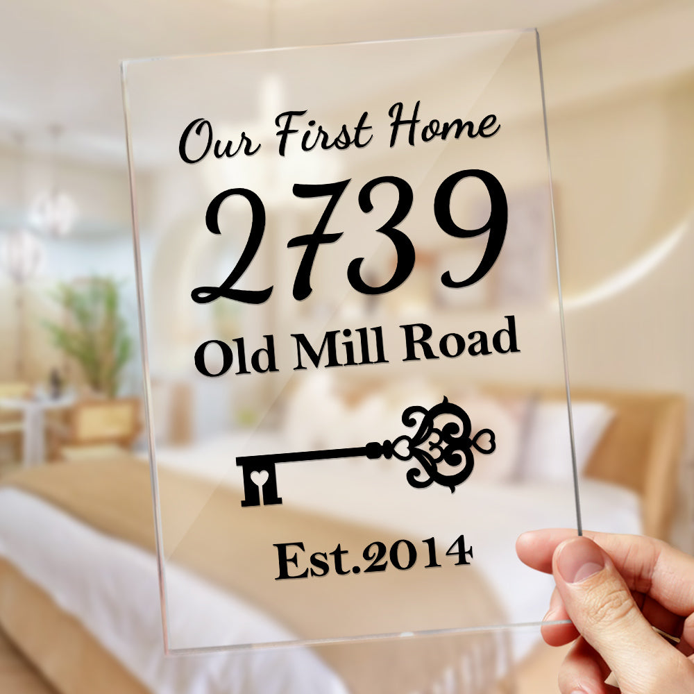 Custom Our First Home Acrylic Plaque Personalized House Number Address Desk Decoration