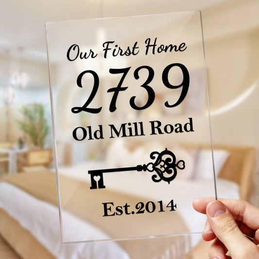 Custom Our First Home Acrylic Plaque Personalized House Number Address Desk Decoration