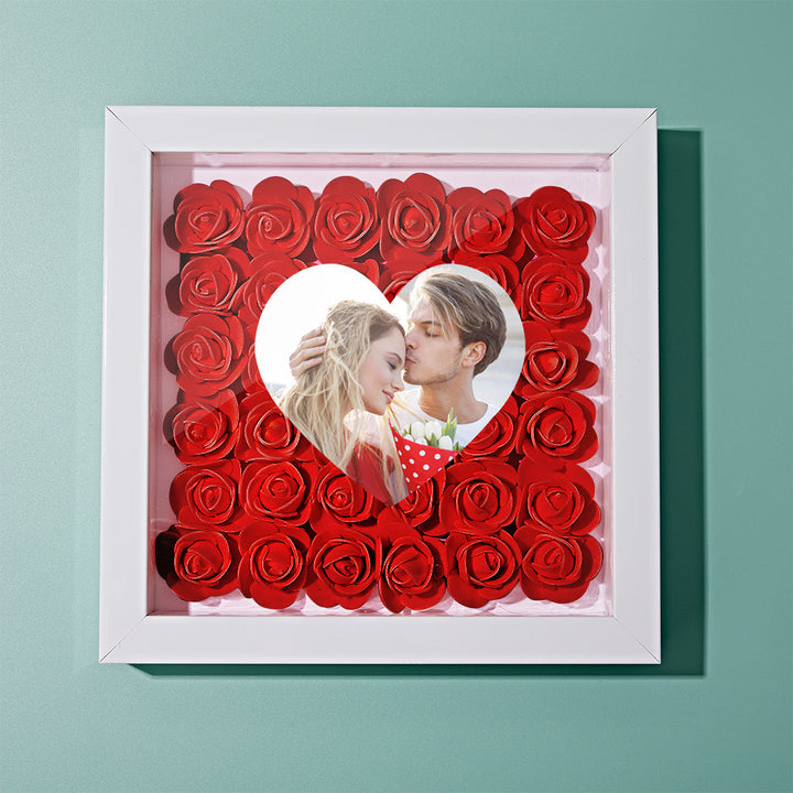 Custom Photo Flower Shadow Box Personalized Heart Flower Shadowbox Frame Gift
