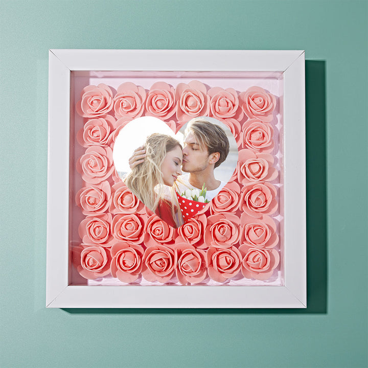 Custom Photo Flower Shadow Box Personalized Heart Flower Shadowbox Frame Gift