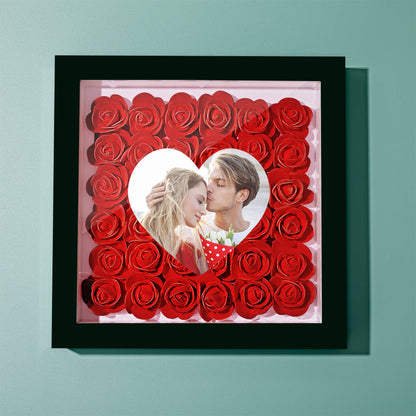 Custom Photo Flower Shadow Box Personalized Heart Flower Shadowbox Frame Gift