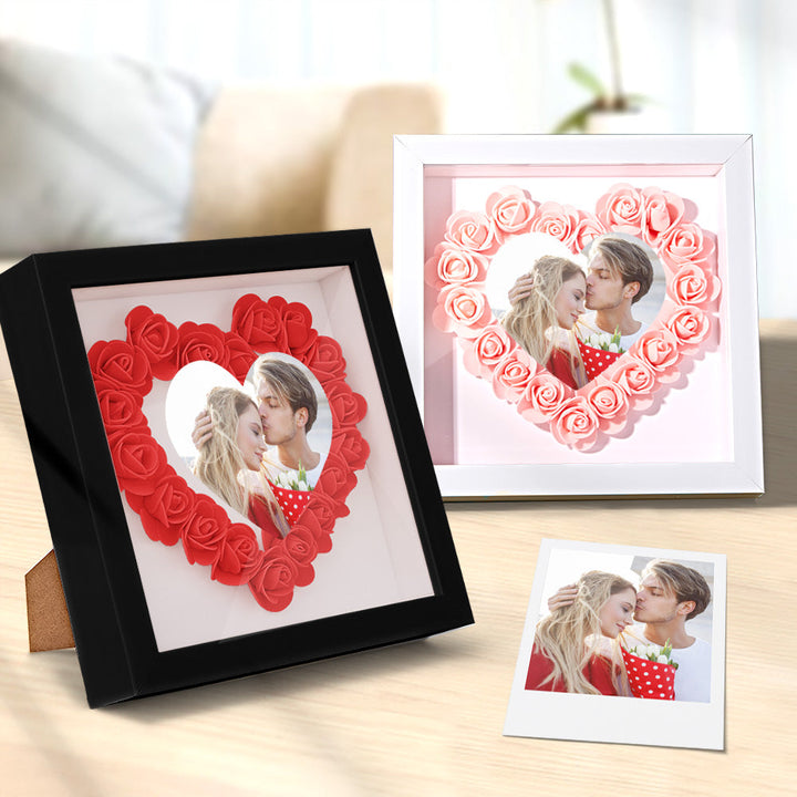 Custom Photo Flower Shadow Box Personalized Heart Flower Shadowbox Frame Gift