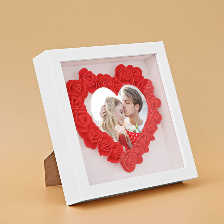Custom Photo Flower Shadow Box Personalized Heart Flower Shadowbox Frame Gift