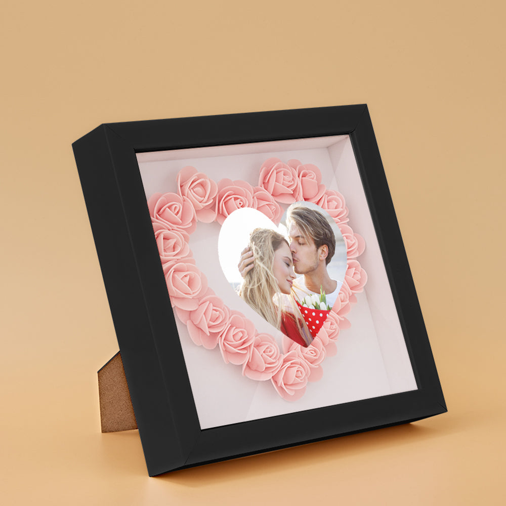 Custom Photo Flower Shadow Box Personalized Heart Flower Shadowbox Frame Gift