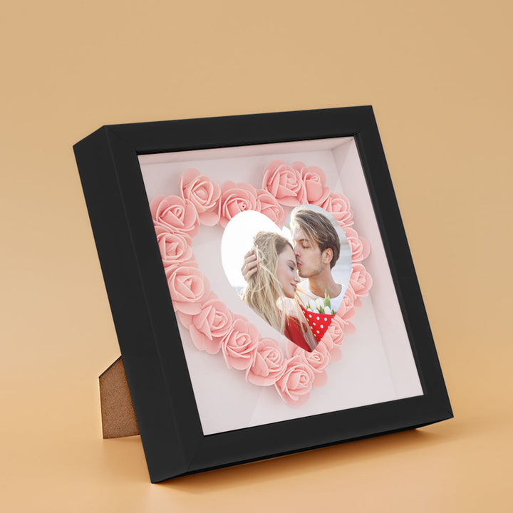 Custom Photo Flower Shadow Box Personalized Heart Flower Shadowbox Frame Gift
