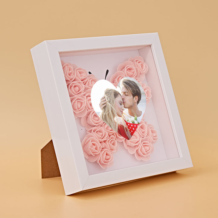 Custom Photo Flower Shadow Box Personalized Heart Flower Shadowbox Frame Gift