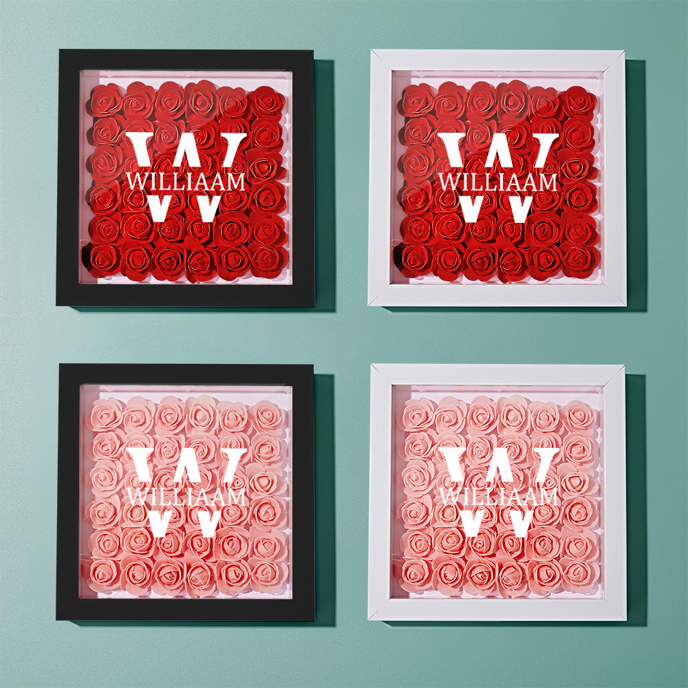 Customized Name Flower Shadow Box Personalized Shadowbox Frame