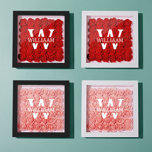 Customized Name Flower Shadow Box Personalized Shadowbox Frame