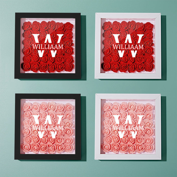 Customized Name Flower Shadow Box Personalized Shadowbox Frame