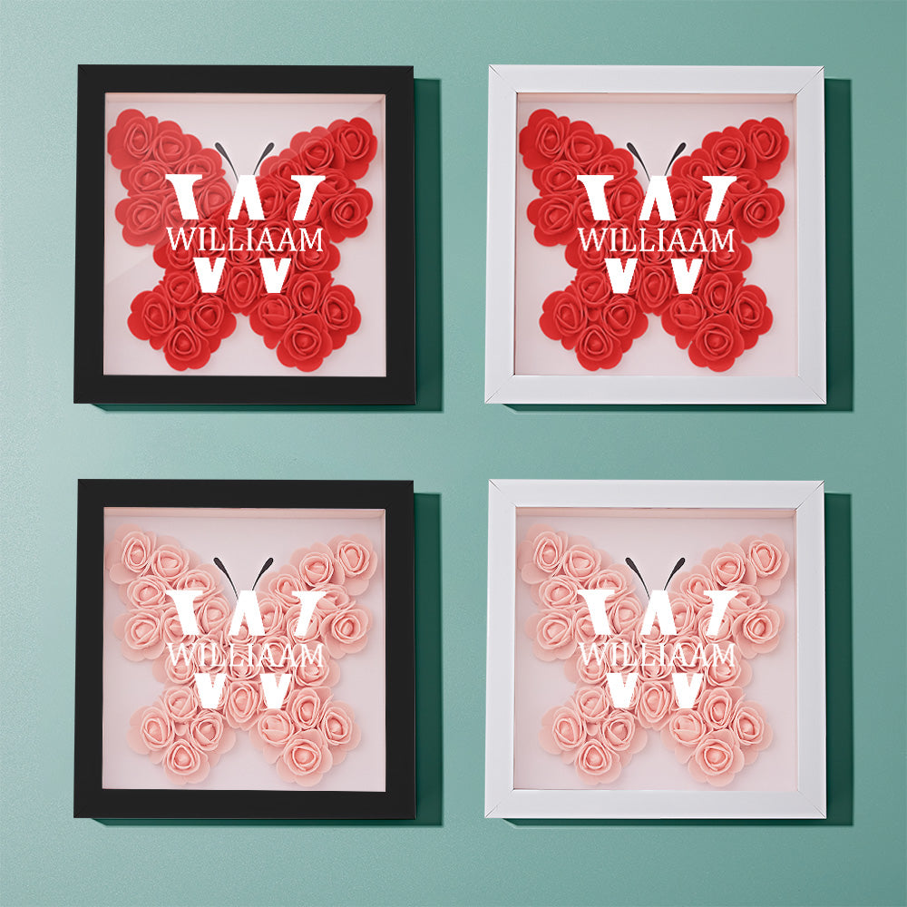 Customized Name Flower Shadow Box Personalized Shadowbox Frame