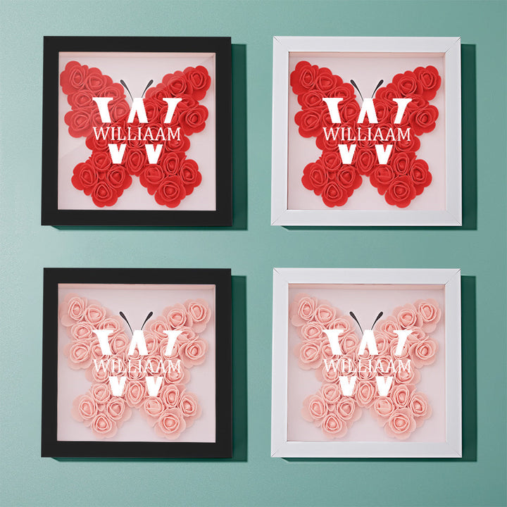 Customized Name Flower Shadow Box Personalized Shadowbox Frame