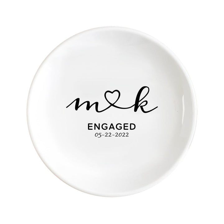 Personalized Engagement Ring Dish Custom Wedding Ring Dish Ceramic Jewelry Dish Ring Holder Bridesmaid Gift