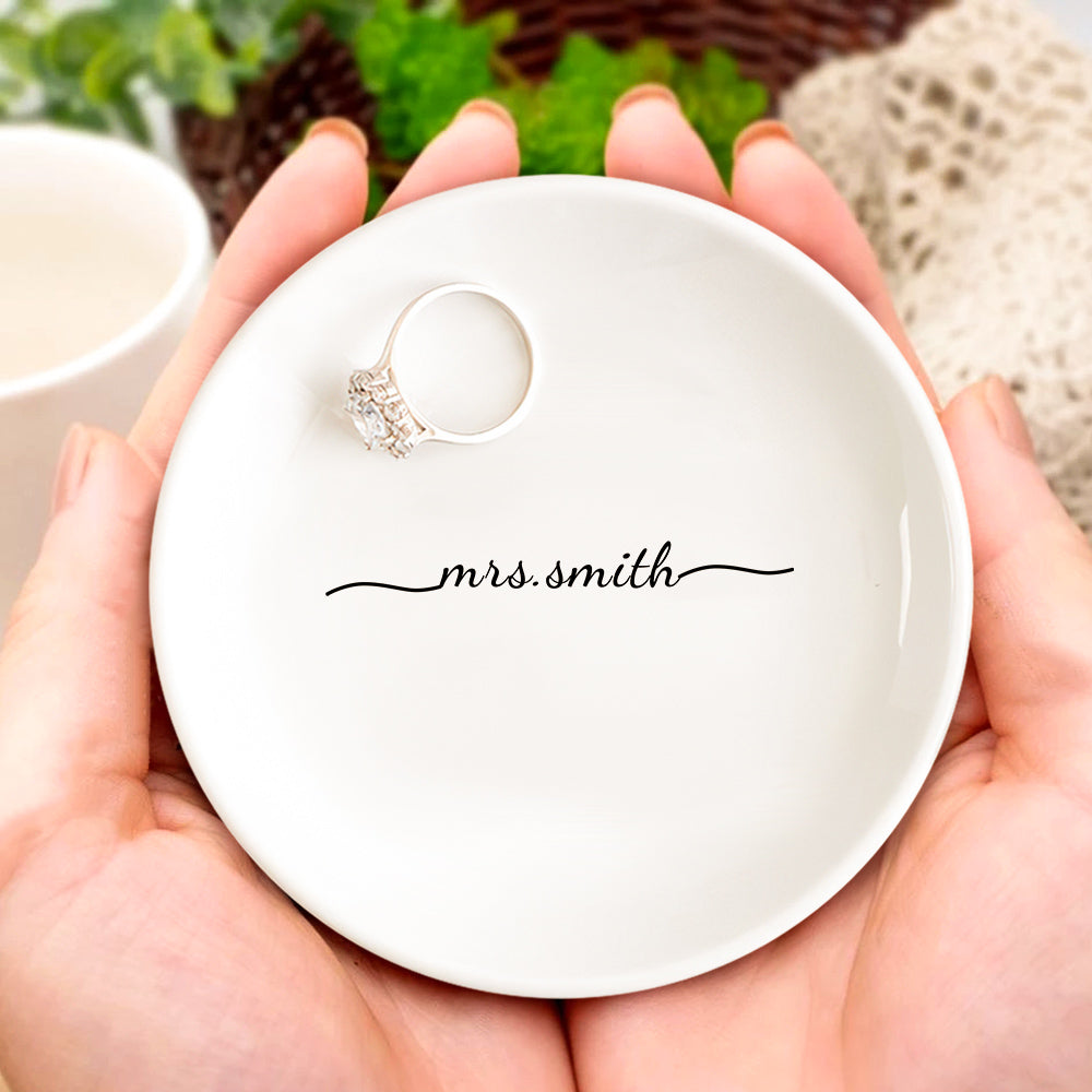 Custom Engagement Ring Dish Personalized Wedding Ring Dish Ceramic Jewelry Dish Ring Holder Bridesmaid Gift