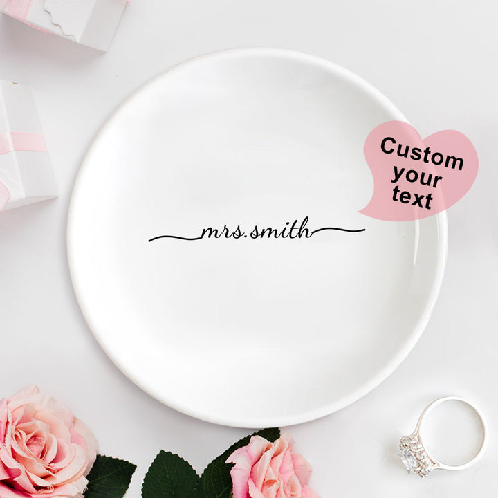 Custom Engagement Ring Dish Personalized Wedding Ring Dish Ceramic Jewelry Dish Ring Holder Bridesmaid Gift