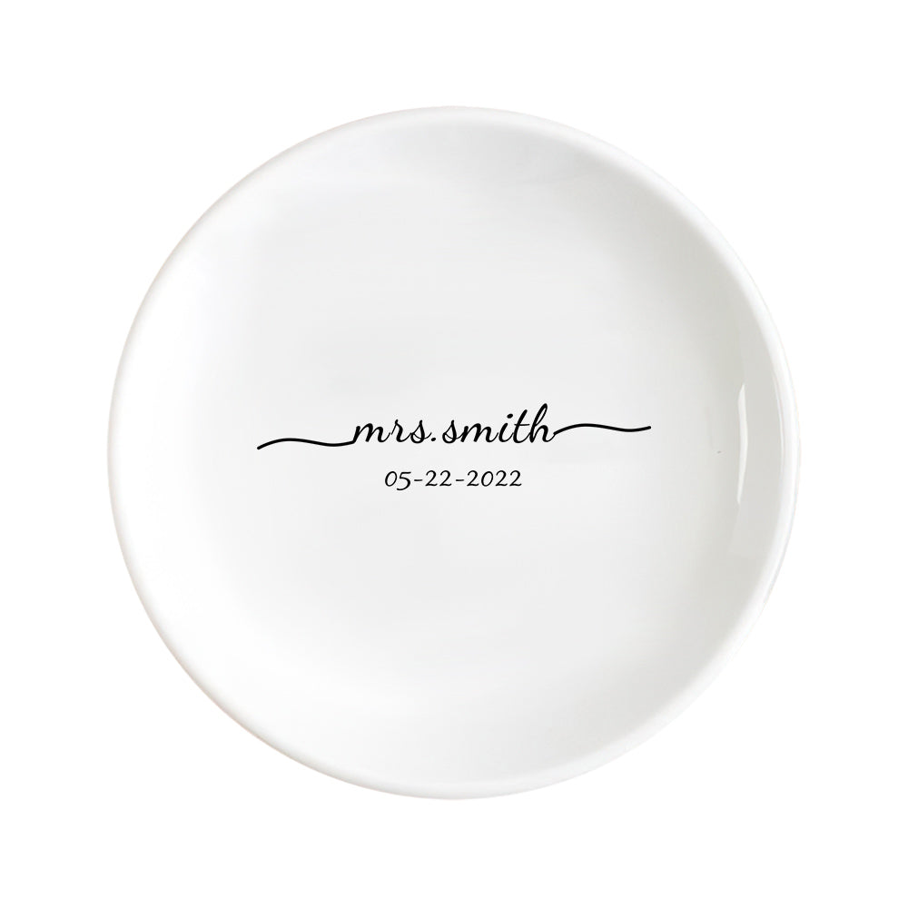 Custom Engagement Ring Dish Personalized Wedding Ring Dish Ceramic Jewelry Dish Ring Holder Bridesmaid Gift