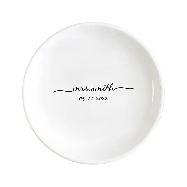 Custom Engagement Ring Dish Personalized Wedding Ring Dish Ceramic Jewelry Dish Ring Holder Bridesmaid Gift