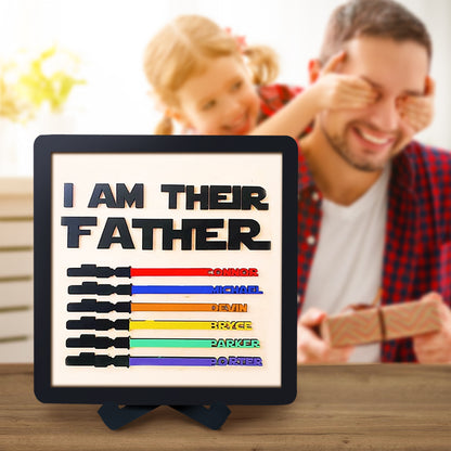 Custom Name Light Saber I AM THEIR FATHER Wooden Sign for Father's Day Gifts