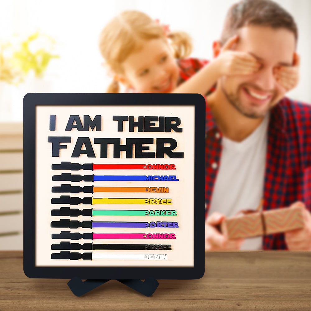 Custom Name Light Saber I AM THEIR FATHER Wooden Sign for Father's Day Gifts