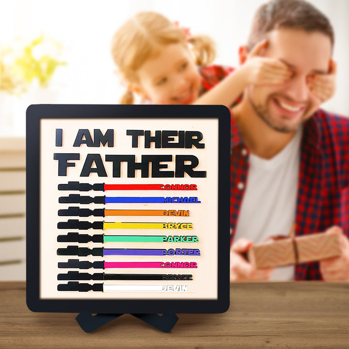 Custom Name Light Saber I AM THEIR FATHER Wooden Sign for Father's Day Gifts