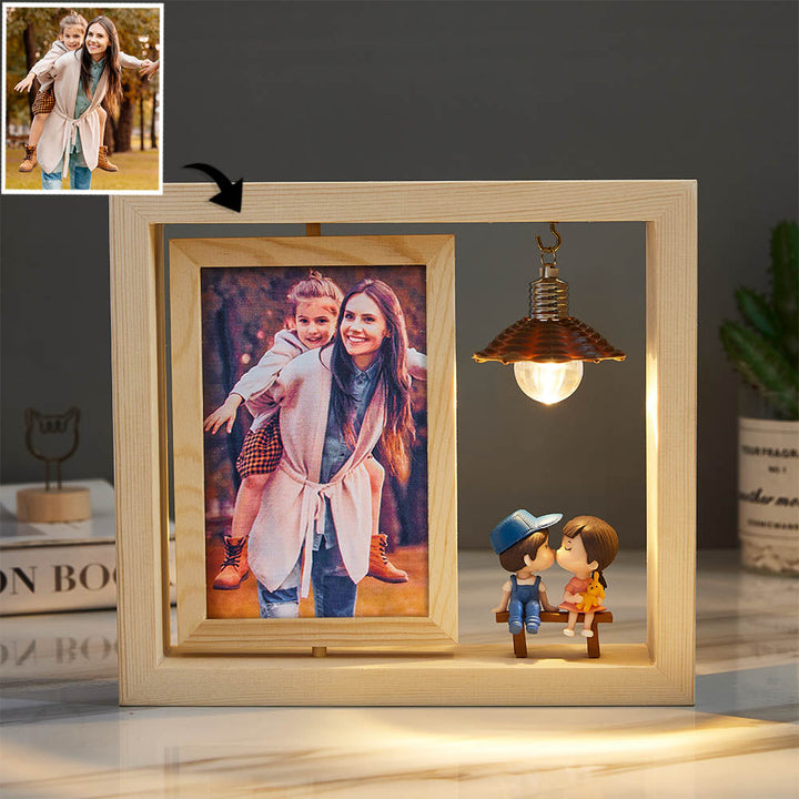 Custom Photo Frame Double Sided Rotating Photo Frame Woodcut Ornament Creative Gift