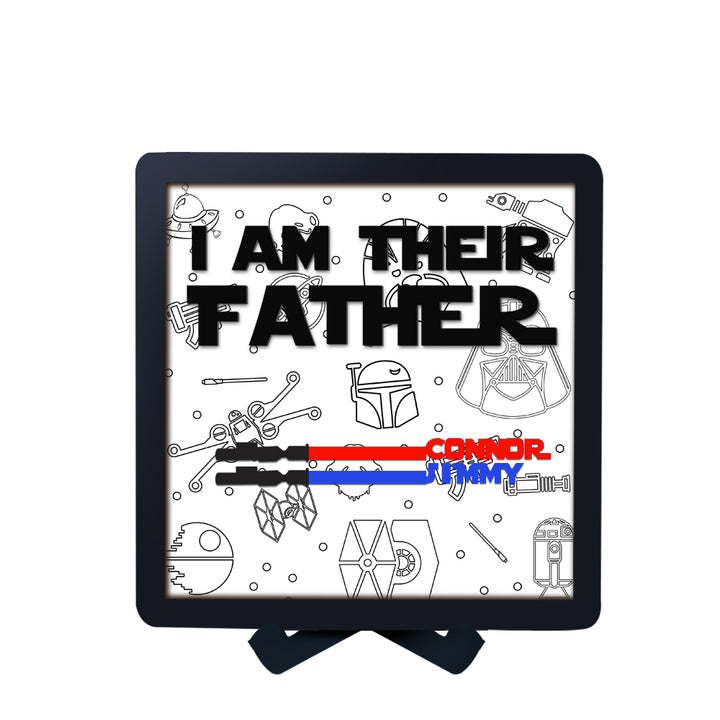 Custom Name Light Saber I AM THEIR FATHER Wooden Sign Father's Day Gifts