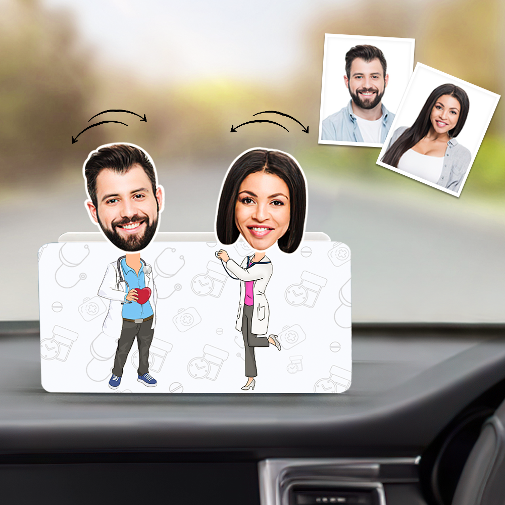 Custom Face Shaking Head Car Dashboard Decorations Personalized Couple Home Decor Ornaments Gift