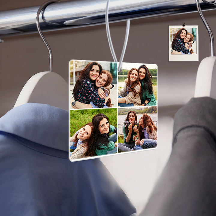 Photo Air Freshener Custom Collage Photo Rearview Mirror Ornament Gift for Friends