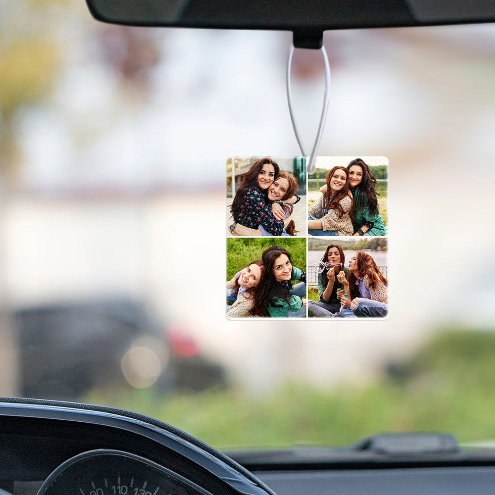 Photo Air Freshener Custom Collage Photo Rearview Mirror Ornament Gift for Friends