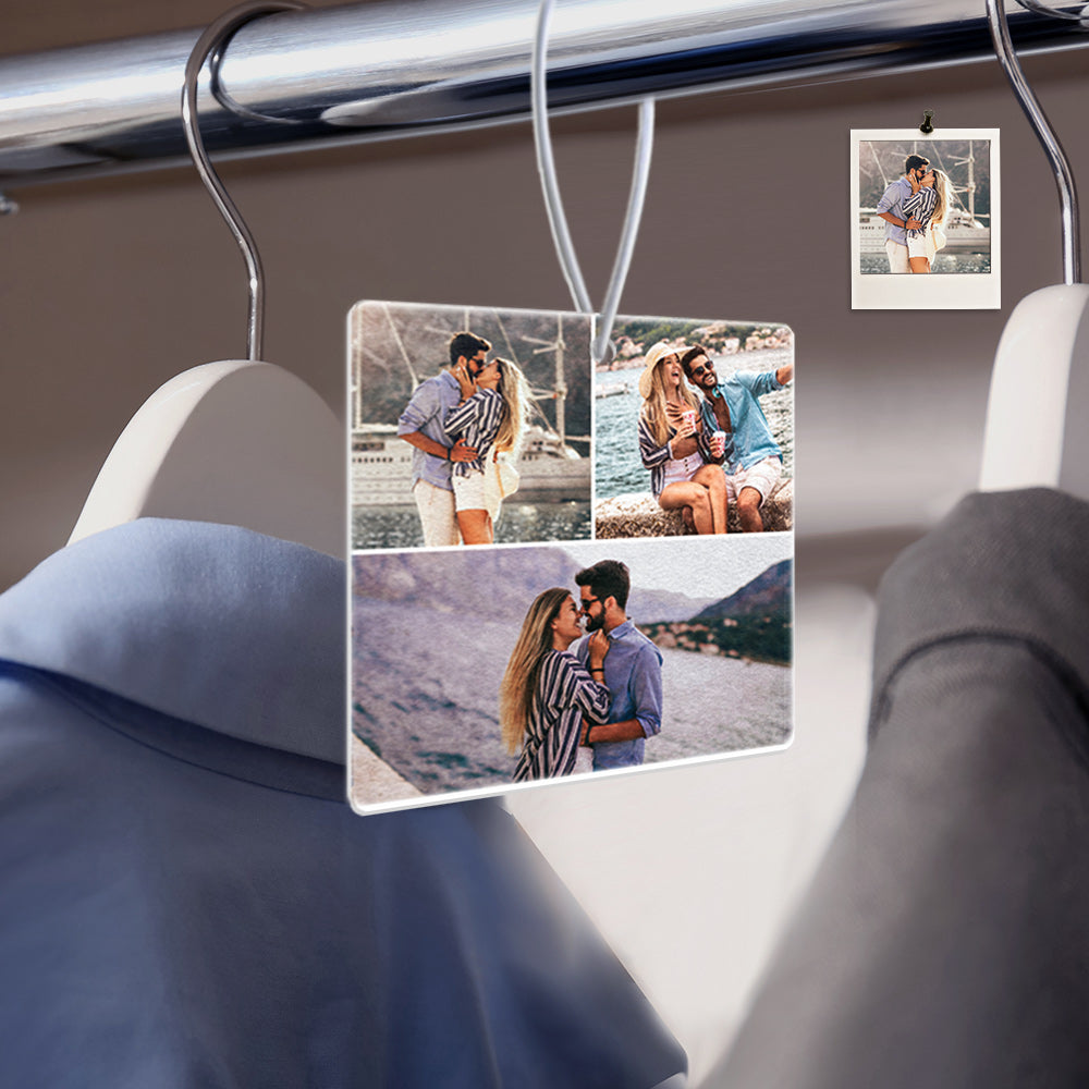 Photo Air Freshener Custom Collage Photo Rearview Mirror Ornament Gift for Friends