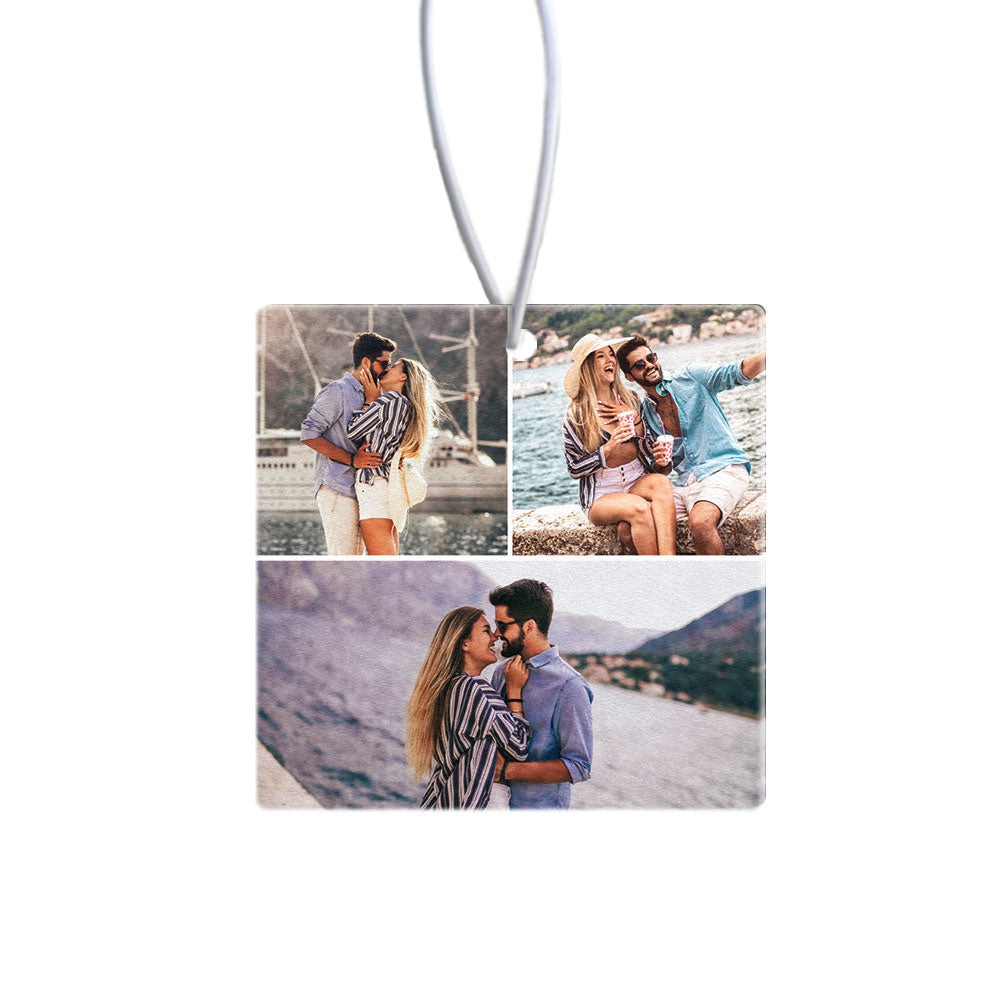 Photo Air Freshener Custom Collage Photo Rearview Mirror Ornament Gift for Friends