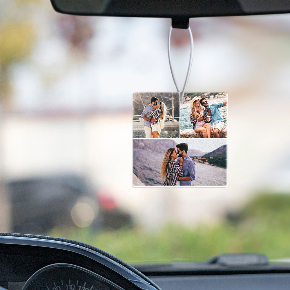 Photo Air Freshener Custom Collage Photo Rearview Mirror Ornament Gift for Friends