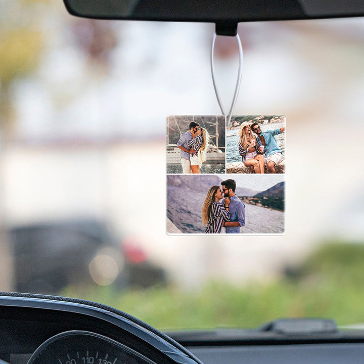 Photo Air Freshener Custom Collage Photo Rearview Mirror Ornament Gift for Friends
