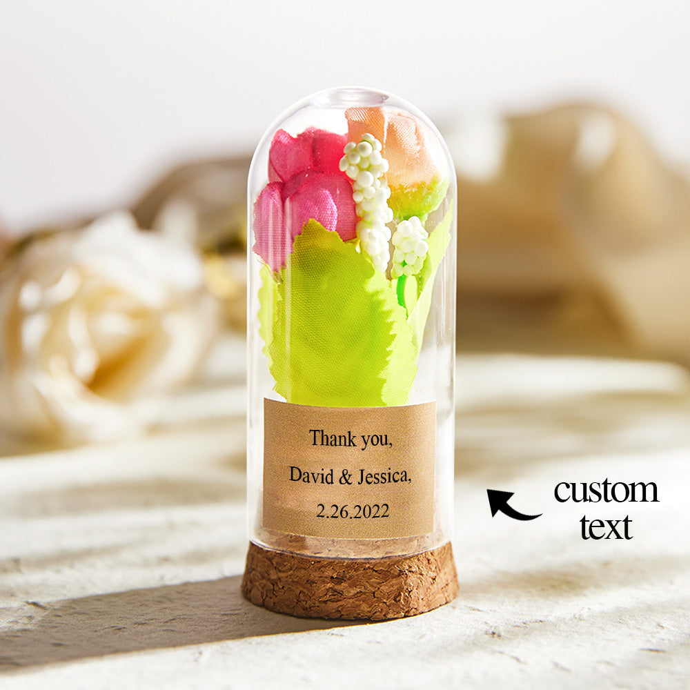 Custom Engraved Glass Dome Flower Cloche Dome Wedding Gift for Guests