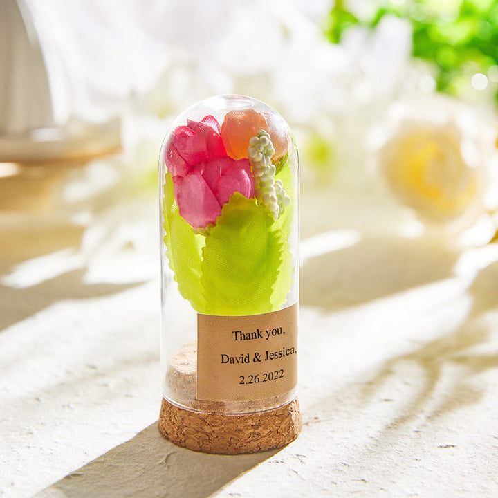 Custom Engraved Glass Dome Flower Cloche Dome Wedding Gift for Guests