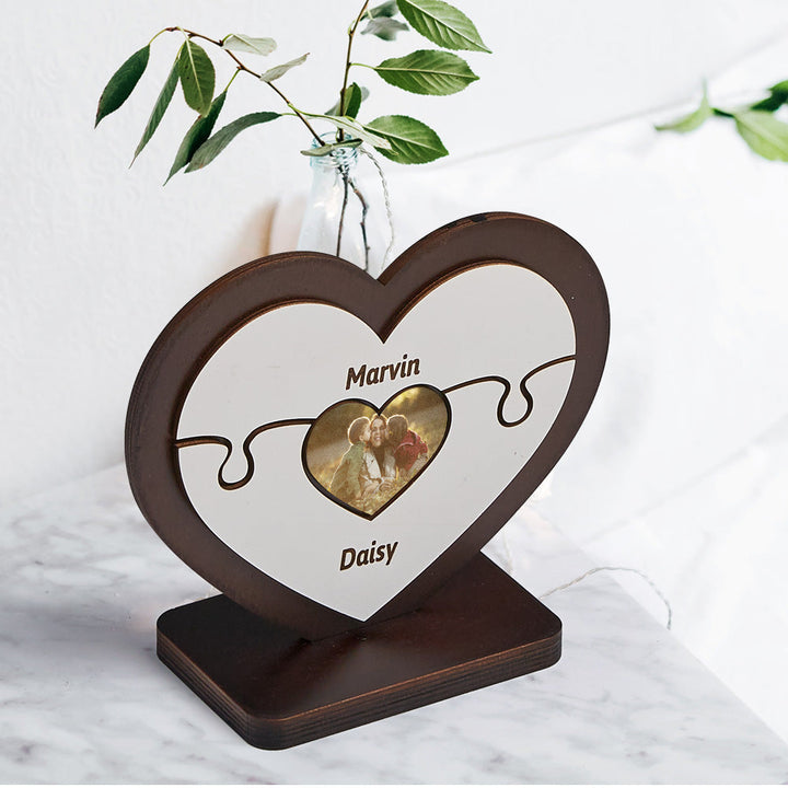 Personalised Name Heart Wooden Puzzle Ornaments Gifts for Mum