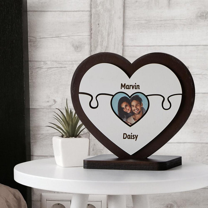 Personalised Name Heart Wooden Puzzle Ornaments Gifts for Mum