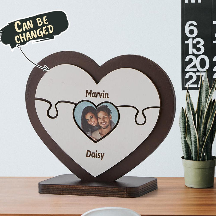 Personalised Name Heart Wooden Puzzle Ornaments Gifts for Mum