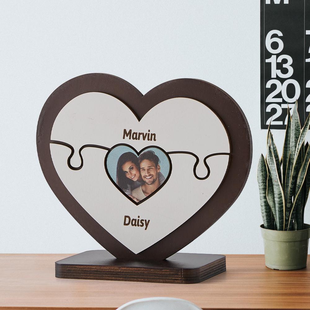 Personalised Name Heart Wooden Puzzle Ornaments Gifts for Mum