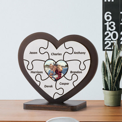 Personalised Name Heart Wooden Puzzle Ornaments Gifts for Mum