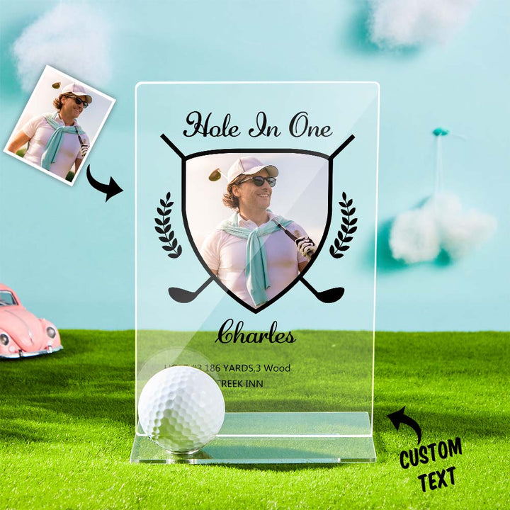 Personalized Photo Acrylic Golf Plaque (Without Golf Ball) - Custom Golf Ball Display Award Trophy Gifts for Golf Lover