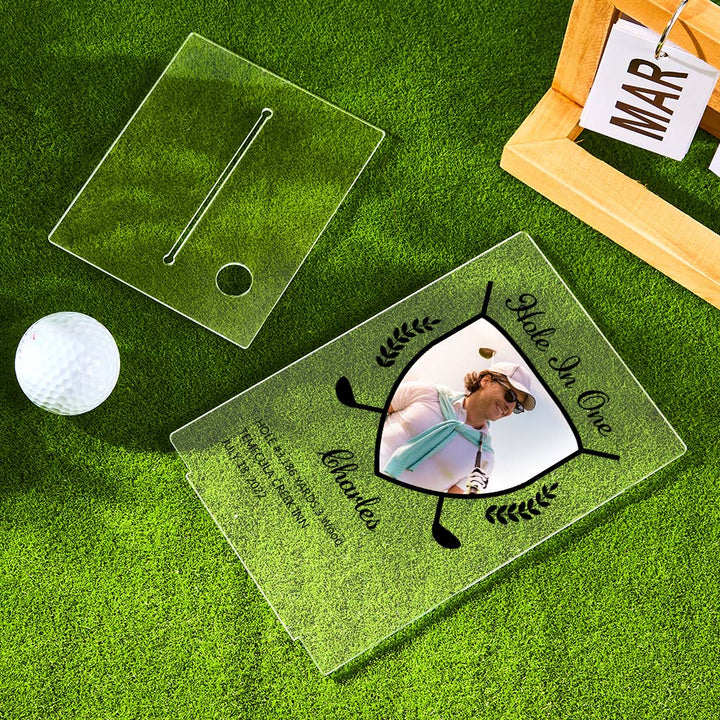Personalized Photo Acrylic Golf Plaque (Without Golf Ball) - Custom Golf Ball Display Award Trophy Gifts for Golf Lover