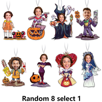 Custom Halloween Car Air Freshener Funny Rearview Mirror Ornament for Halloween Gift