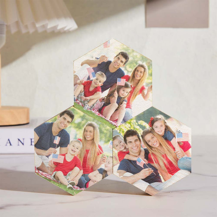 Custom Photo Ornament Hexagon Gallery Wall Photo Wood Gifts