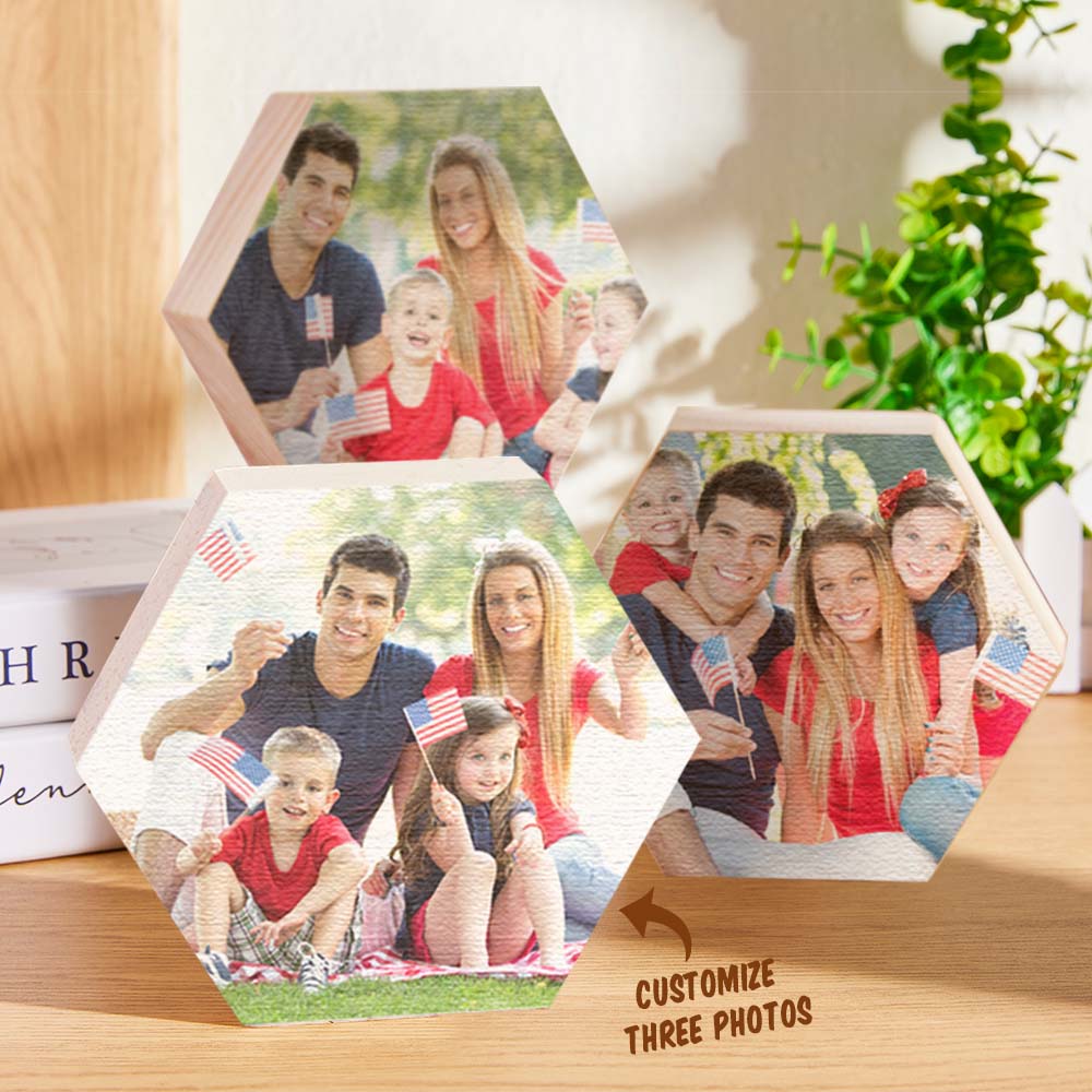 Custom Photo Ornament Hexagon Gallery Wall Photo Wood Gifts