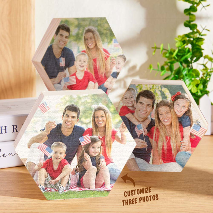 Custom Photo Ornament Hexagon Gallery Wall Photo Wood Gifts