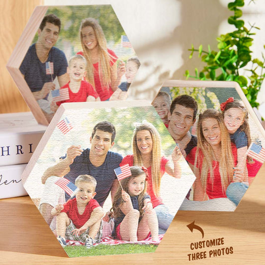 Custom Photo Ornament Hexagon Gallery Wall Photo Wood Gifts