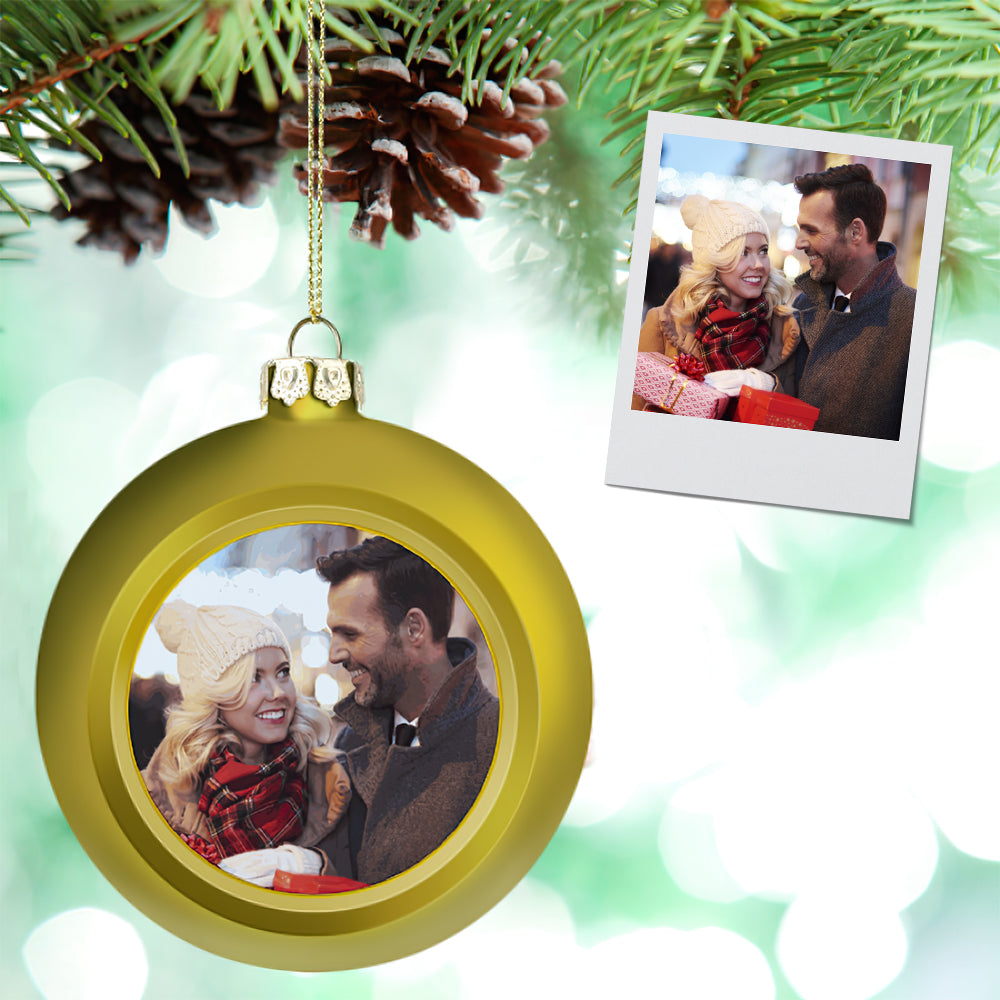 Personalized Photo Christmas Ball Ornament – Custom Holiday Tree Decoration