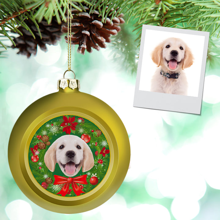 Personalized Pet Photo Christmas-Themed Ornament – Custom Holiday Tree Decoration
